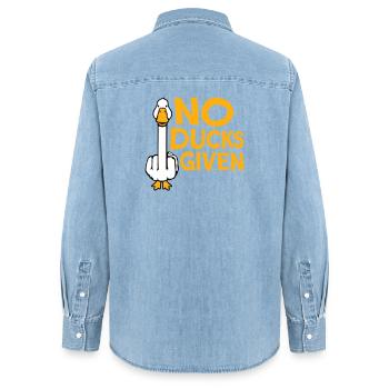 Gans No Ducks Given Mittelfinger Freche Ente Cool - Frauen Jeanshemd Organic von Stanley/Stella - verwaschenes Hellblau - Hinten - AI Model Female 172 light (172cm)