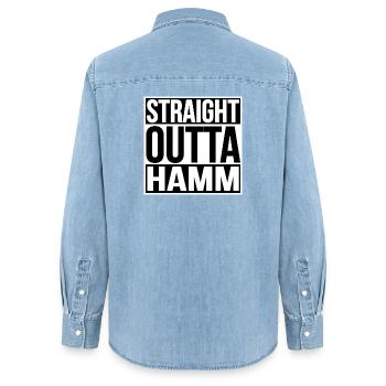 Directement sorti de Hamm - Chemise en denim femme bio Stanley/Stella - bleu clair délavé - Dos - AI Model Female 172 light (172cm)