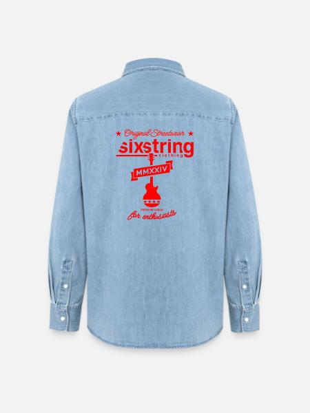Sixstring Streetwear - Frauen Jeanshemd Organic von Stanley/Stella - verwaschenes Hellblau