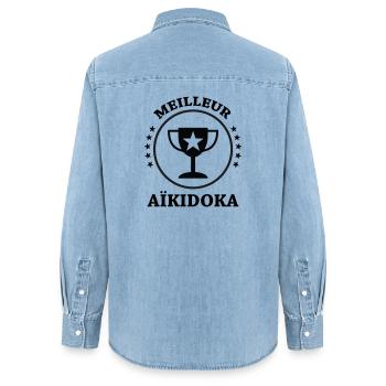 Bestes Aikido – Aikido - Frauen Jeanshemd Organic von Stanley/Stella - verwaschenes Hellblau - Hinten - AI Model Female 172 light (172cm)