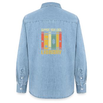Buchliebhaber Geschenk für Bibliothek - Frauen Jeanshemd Organic von Stanley/Stella - verwaschenes Hellblau - Hinten - AI Model Female 172 light (172cm)
