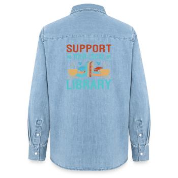 Buchliebhaber Geschenk für Bibliothek - Frauen Jeanshemd Organic von Stanley/Stella - verwaschenes Hellblau - Hinten - AI Model Female 172 light (172cm)