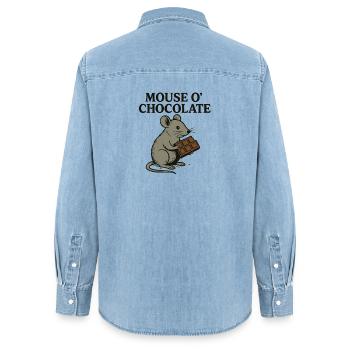 Mouse o'Chocolate Pun Mouse Chocolate - Women’s Organic Denim Shirt by Stanley/Stella - light wash - Back - AI Model Female 172 light (172cm)