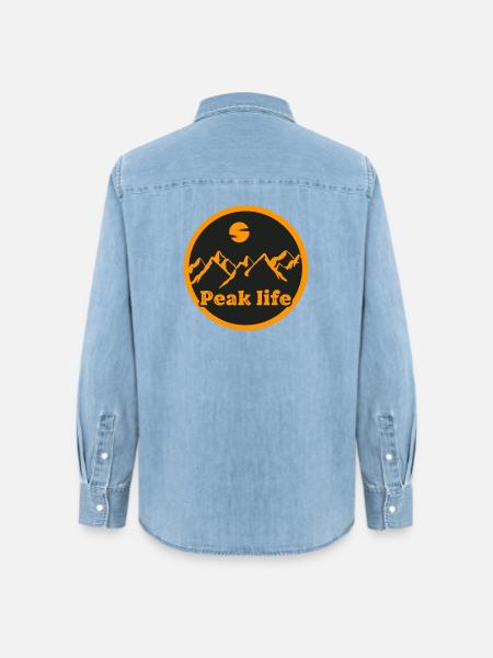 Peak Life: Mountain Peak - Frauen Jeanshemd Organic von Stanley/Stella - verwaschenes Hellblau