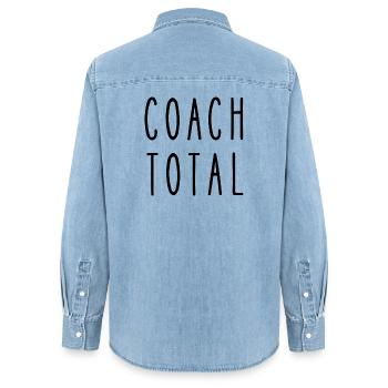 Total Coach - Women’s Organic Denim Shirt by Stanley/Stella - light wash - Back - AI Model Female 172 light (172cm)
