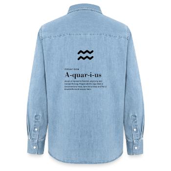 Aquarius - Zodiac Sign - Frauen Jeanshemd Organic von Stanley/Stella - verwaschenes Hellblau - Hinten - AI Model Female 172 light (172cm)
