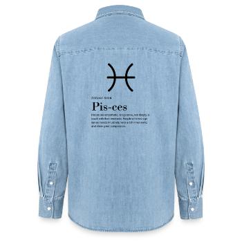 Pisces - Zodiac sign - Frauen Jeanshemd Organic von Stanley/Stella - verwaschenes Hellblau - Hinten - AI Model Female 172 light (172cm)