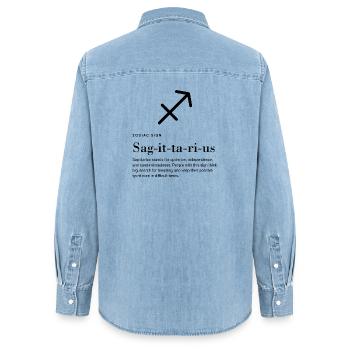 Sagittarius - Zodiac Sign - Frauen Jeanshemd Organic von Stanley/Stella - verwaschenes Hellblau - Hinten - AI Model Female 172 light (172cm)