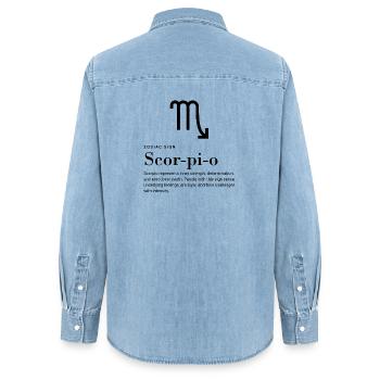 Scorpio - Zodiac Sign  - Frauen Jeanshemd Organic von Stanley/Stella - verwaschenes Hellblau - Hinten - AI Model Female 172 light (172cm)