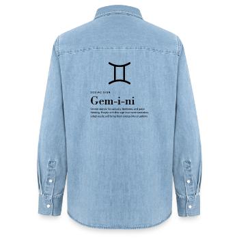 Gemini - Zodiac sign - Frauen Jeanshemd Organic von Stanley/Stella - verwaschenes Hellblau - Hinten - AI Model Female 172 light (172cm)