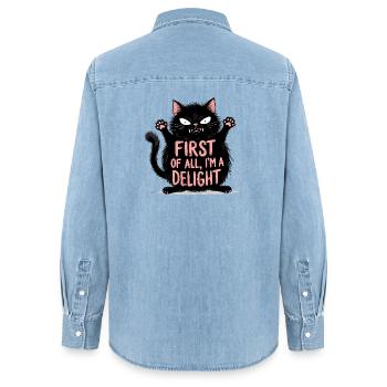 Zunächst einmal bin ich eine Freude - Frauen Jeanshemd Organic von Stanley/Stella - verwaschenes Hellblau - Hinten - AI Model Female 172 light (172cm)