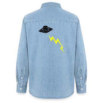 UFO Invasion Blitz Angriff Alien Vektor - Frauen Jeanshemd Organic von Stanley/Stella - verwaschenes Hellblau - Hinten - AI Model Female 172 light (172cm)