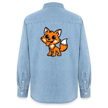 Fox Comic - Women’s Organic Denim Shirt by Stanley/Stella - light wash - Back - AI Model Female 172 light (172cm)