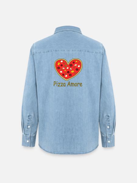 Pizza_Amore - Frauen Jeanshemd Organic von Stanley/Stella - verwaschenes Hellblau