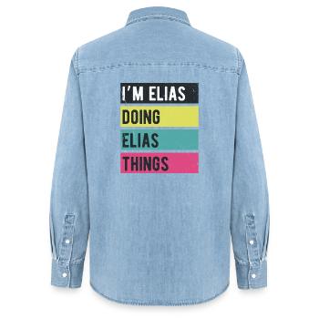Je suis Elias qui fait Elias Things Rétro Colors - Chemise en denim femme bio Stanley/Stella - bleu clair délavé - Dos - AI Model Female 172 light (172cm)