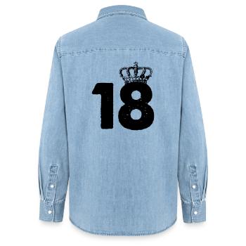 18 Krone - Frauen Jeanshemd Organic von Stanley/Stella - verwaschenes Hellblau - Hinten - AI Model Female 172 light (172cm)
