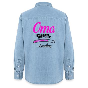 Oma 2026 Loading  - Frauen Jeanshemd Organic von Stanley/Stella - verwaschenes Hellblau - Hinten - AI Model Female 172 light (172cm)