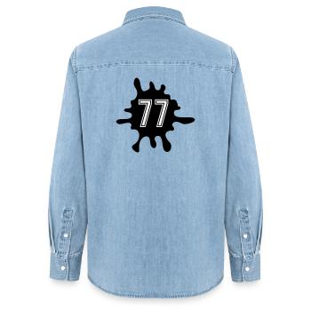 Klecks 77 Zahl - Frauen Jeanshemd Organic von Stanley/Stella - verwaschenes Hellblau - Hinten - AI Model Female 172 light (172cm)