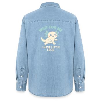 Axolotl Saying Meme Humor Funny Little Legs - Women’s Organic Denim Shirt by Stanley/Stella - light wash - Back - AI Model Female 172 light (172cm)