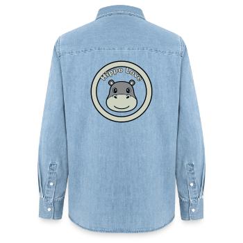 Hippo Love Hippo Logo Badge - Chemise en denim femme bio Stanley/Stella - bleu clair délavé - Dos - AI Model Female 172 light (172cm)