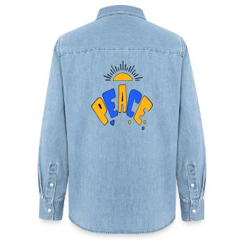 Peace - Women’s Organic Denim Shirt by Stanley/Stella - light wash - Back - AI Model Female 172 light (172cm)