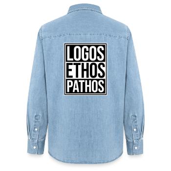 Logos Ethos Pathos Rhetorik Philosophie Student - Frauen Jeanshemd Organic von Stanley/Stella - verwaschenes Hellblau - Hinten - AI Model Female 172 light (172cm)