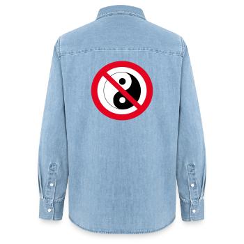 Forbidden Yin Yang: anti-balance symbol - Women’s Organic Denim Shirt by Stanley/Stella - light wash - Back - AI Model Female 172 light (172cm)