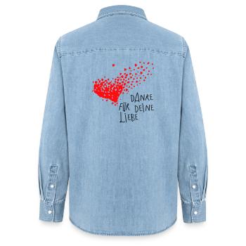 Thank you heart - Women’s Organic Denim Shirt by Stanley/Stella - light wash - Back - AI Model Female 172 light (172cm)