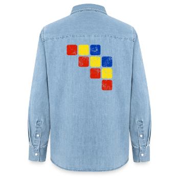 Couleurs Motif d’ornement - Couleurs de base - Chemise en denim femme bio Stanley/Stella - bleu clair délavé - Dos - AI Model Female 172 light (172cm)