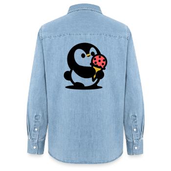 Petit manchot avec de la glace - Chemise en denim femme bio Stanley/Stella - bleu clair délavé - Dos - AI Model Female 172 light (172cm)