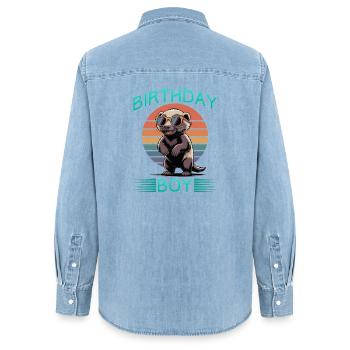 Funny Honey Badger - Frauen Jeanshemd Organic von Stanley/Stella - verwaschenes Hellblau - Hinten - AI Model Female 172 light (172cm)