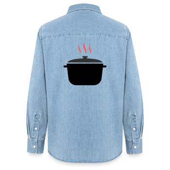 Kochtopf Dampf Kochen - Frauen Jeanshemd Organic von Stanley/Stella - verwaschenes Hellblau - Hinten - AI Model Female 172 light (172cm)