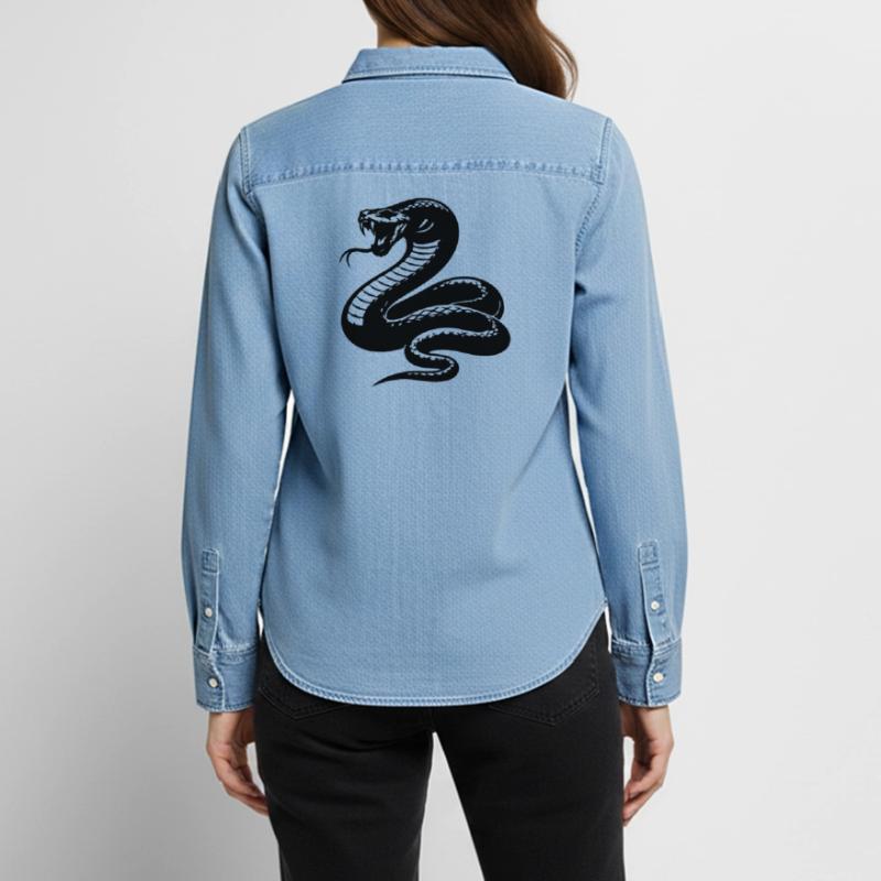 Silhouette du python serpent Chemise en denim femme bio Stanley/Stella