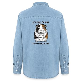 Its Fine Im Fine Kaffee Meerschweinchen - Frauen Jeanshemd Organic von Stanley/Stella - verwaschenes Hellblau - Hinten - AI Model Female 172 light (172cm)