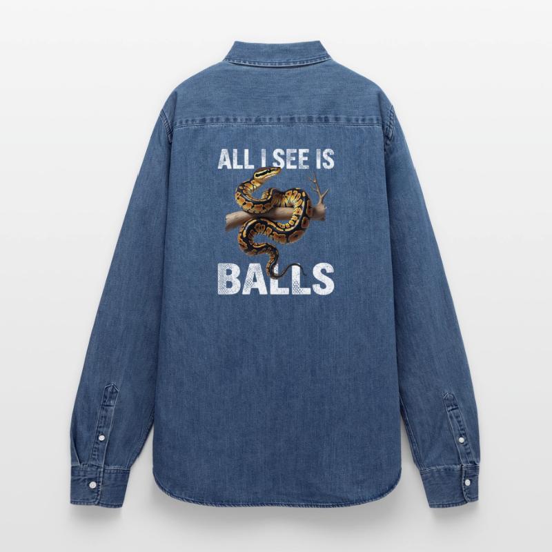 King Python Snakes Lover Terrarium Python Women’s Organic Denim Shirt by Stanley/Stella