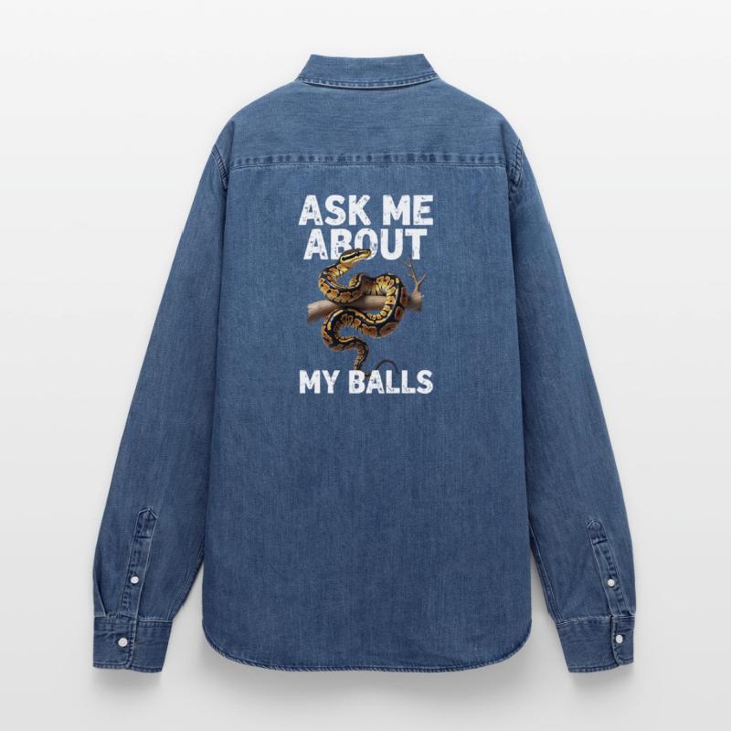 King Python Snakes Lover Terrarium Python Women’s Organic Denim Shirt by Stanley/Stella