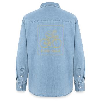 Cycliste Pure Velo Gold Line - Chemise en denim femme bio Stanley/Stella - bleu clair délavé - Dos - AI Model Female 172 light (172cm)