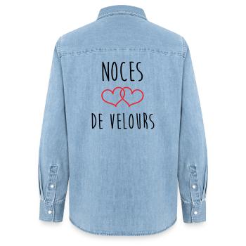 Samthochzeit 29 Jahre - Frauen Jeanshemd Organic von Stanley/Stella - verwaschenes Hellblau - Hinten - AI Model Female 172 light (172cm)