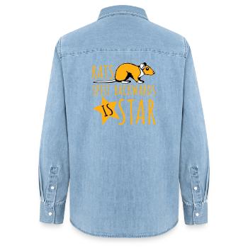 Rats Spelt Backwards Is Star Lustiger Ratte Spruch - Women’s Organic Denim Shirt by Stanley/Stella - light wash - Back - AI Model Female 172 light (172cm)