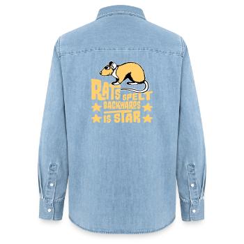 Rats Spelt Backwards Is Star Lustiger Ratte Spruch - Women’s Organic Denim Shirt by Stanley/Stella - light wash - Back - AI Model Female 172 light (172cm)