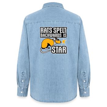 Rats Spelt Backwards Is Star Lustiger Ratte Spruch - Women’s Organic Denim Shirt by Stanley/Stella - light wash - Back - AI Model Female 172 light (172cm)