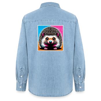 Igel - Frauen Jeanshemd Organic von Stanley/Stella - verwaschenes Hellblau - Hinten - AI Model Female 172 light (172cm)