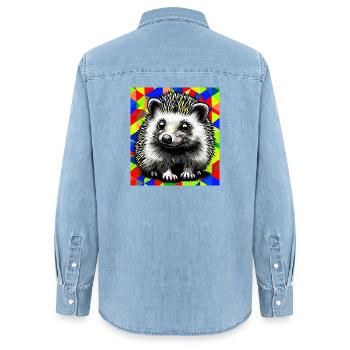 Igel - Frauen Jeanshemd Organic von Stanley/Stella - verwaschenes Hellblau - Hinten - AI Model Female 172 light (172cm)