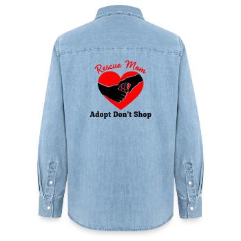 Rescue Mom Tierschutz Herz - Frauen Jeanshemd Organic von Stanley/Stella - verwaschenes Hellblau - Hinten - AI Model Female 172 light (172cm)