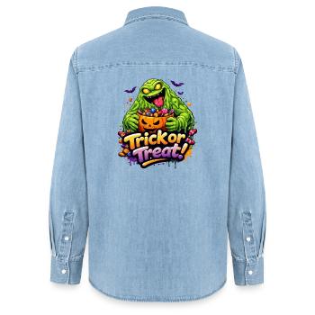 Monstre de boue - Chemise en denim femme bio Stanley/Stella - bleu clair délavé - Dos - AI Model Female 172 light (172cm)