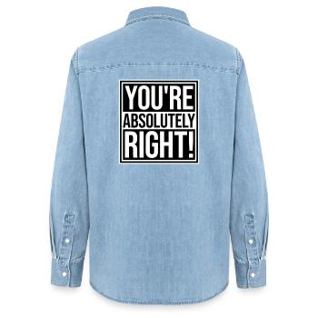 Tu as tout à fait raison, logo drôle d’IA sarcastique - Chemise en denim femme bio Stanley/Stella - bleu clair délavé - Dos - AI Model Female 172 light (172cm)