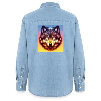 Wolf - Frauen Jeanshemd Organic von Stanley/Stella - verwaschenes Hellblau - Hinten - AI Model Female 172 light (172cm)