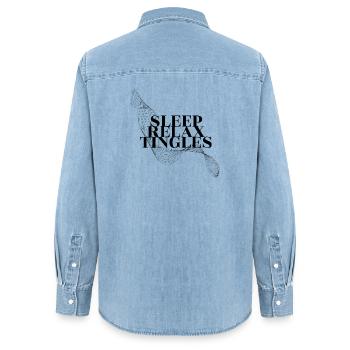 Flux ASMR : Dormir, se détendre, picotements - Chemise en denim femme bio Stanley/Stella - bleu clair délavé - Dos - AI Model Female 172 light (172cm)