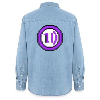 Arcade Münze 10 Jahre Jubiläum - Frauen Jeanshemd Organic von Stanley/Stella - verwaschenes Hellblau - Hinten - AI Model Female 172 light (172cm)