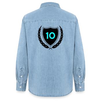 Neon Zehn Ziffernprint - Frauen Jeanshemd Organic von Stanley/Stella - verwaschenes Hellblau - Hinten - AI Model Female 172 light (172cm)